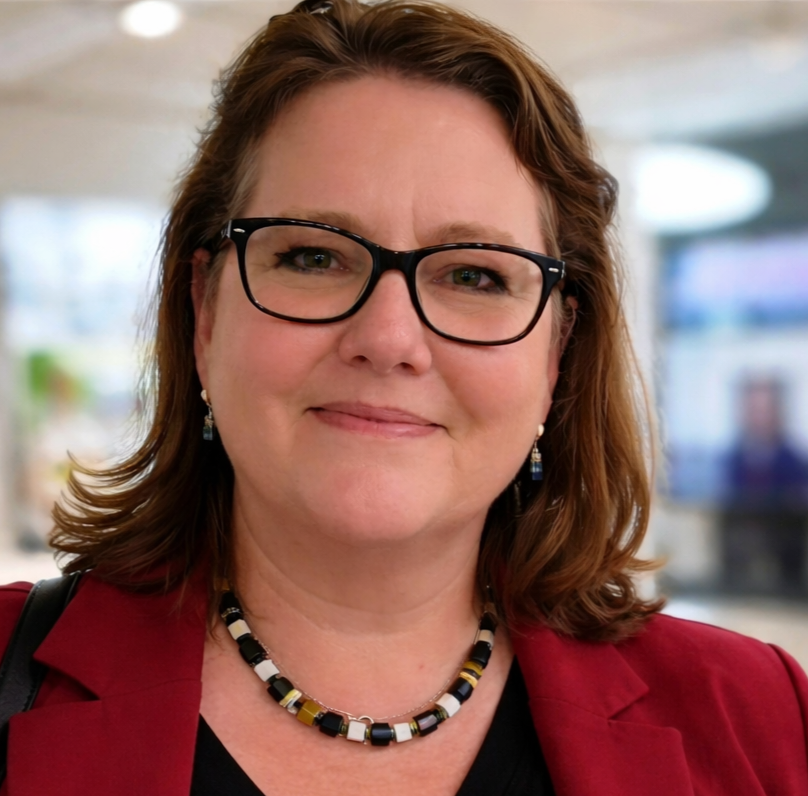 Katrin Werbeck vor grauem Hintergrund