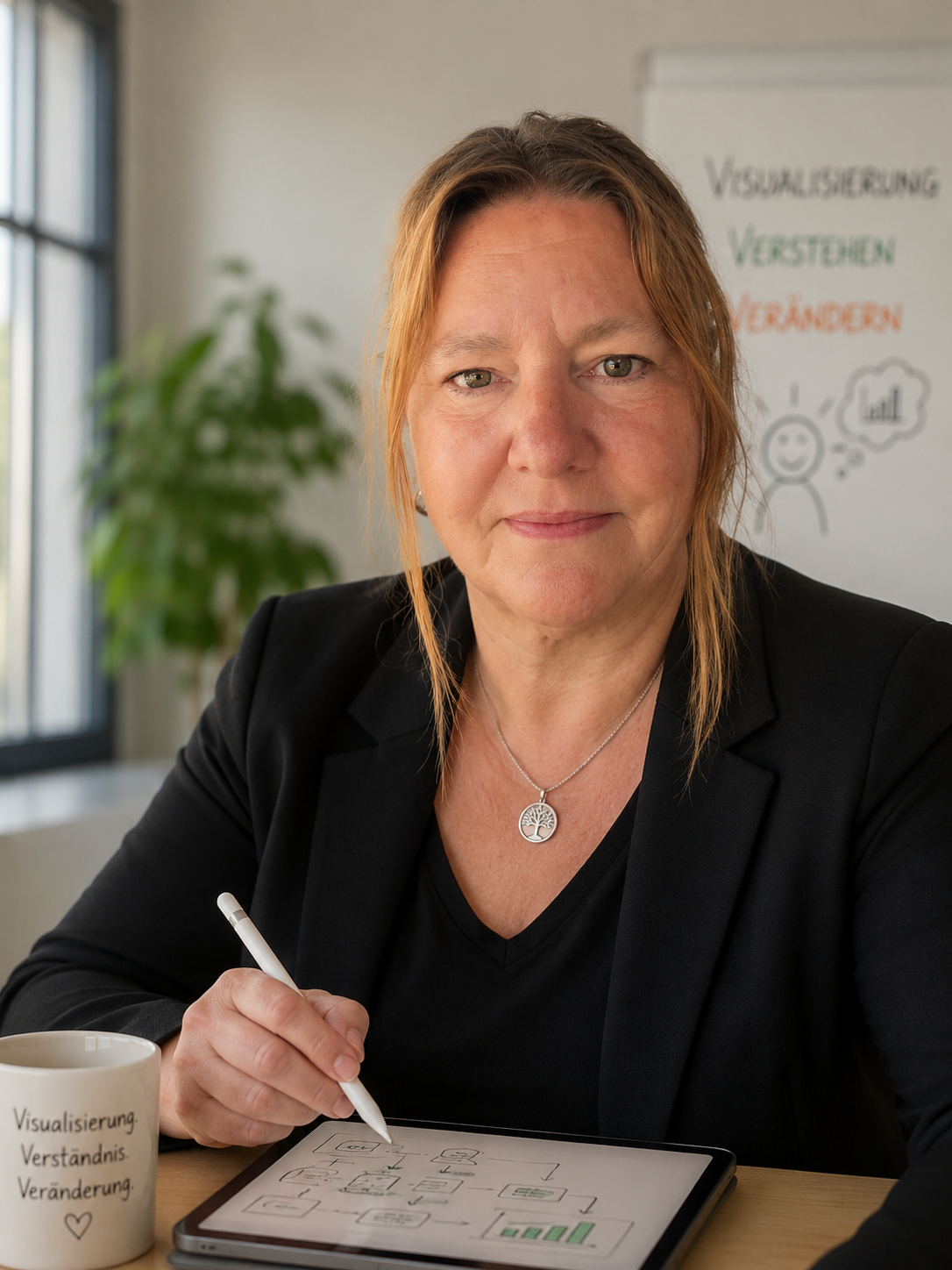 Katrin mit ihrem Handy am Ohr